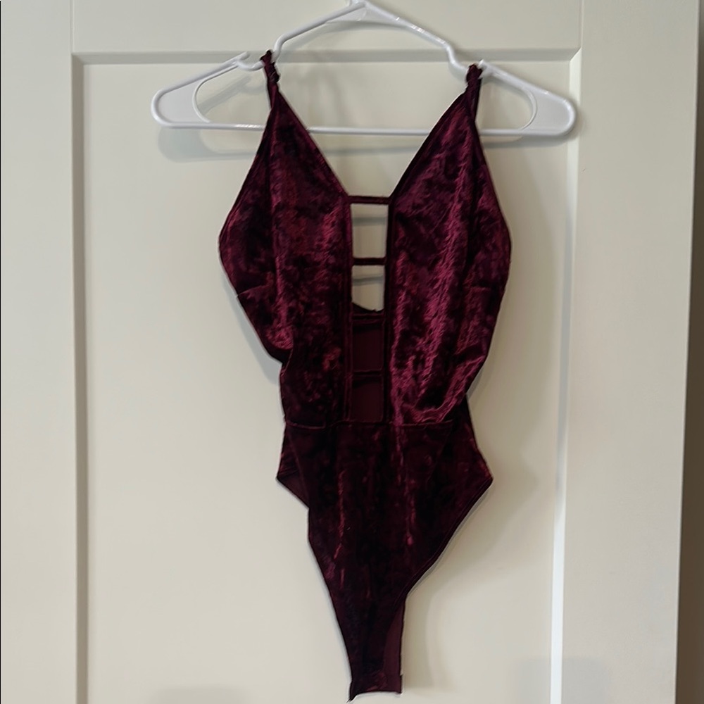 Bear Dance Deep Red Velvet Bodysuit